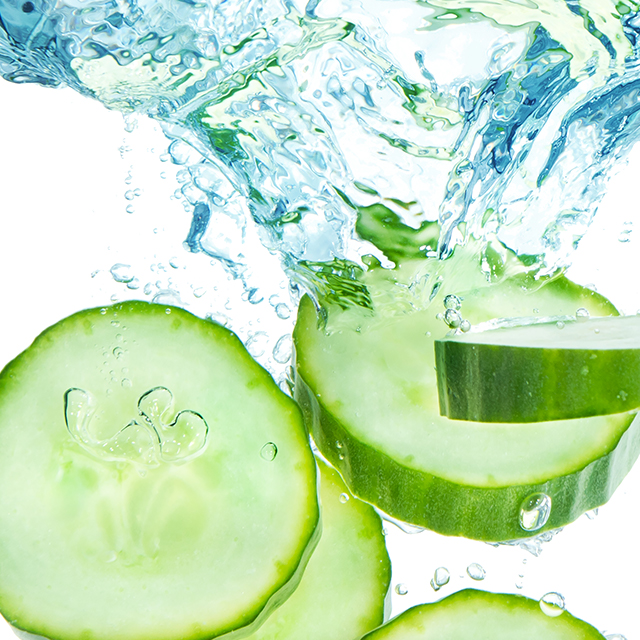 Photo of water with cucumbers.