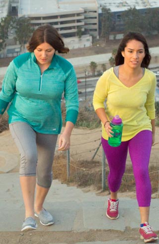A picture of two women taking a walk.